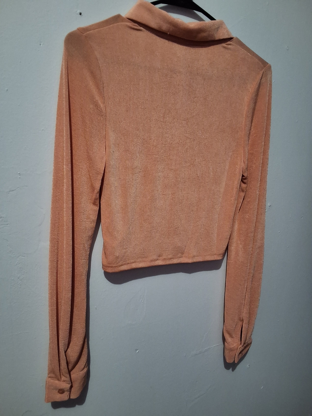 EVRI Peach Ruched Button-Front Collared Blouse - Picture 7 of 10